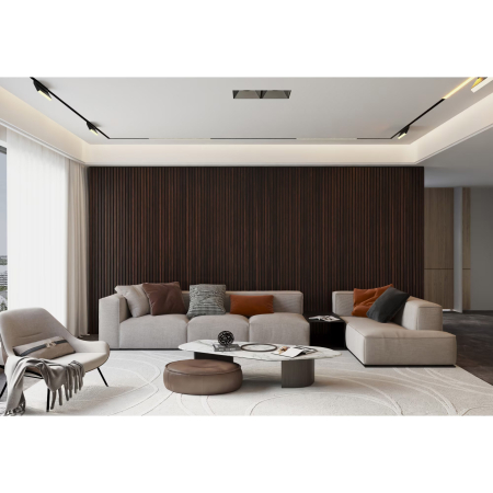 Riflaj MDF decorativ LDA PREMIUM de tip Panou Acustic, Stejar Maro inchis, 260x40 cm [2]