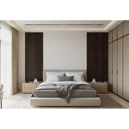 Riflaj MDF decorativ LDA PREMIUM de tip Panou Acustic, Stejar Maro inchis, 260x40 cm [1]