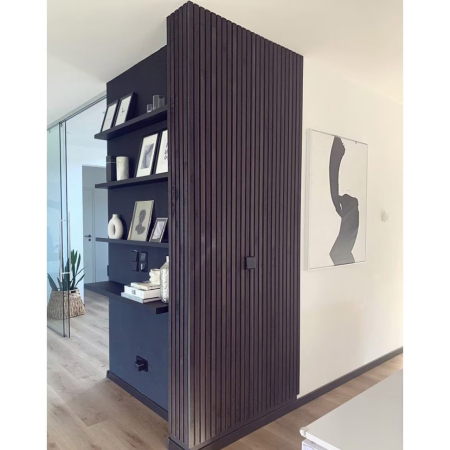 Riflaj MDF decorativ LDA PREMIUM de tip Panou Acustic, Stejar Maro inchis, 260x40 cm [9]