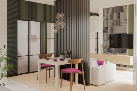 Riflaj perete despartitor MDF, LDA PREMIUM, Negru, 275x58 cm [7]