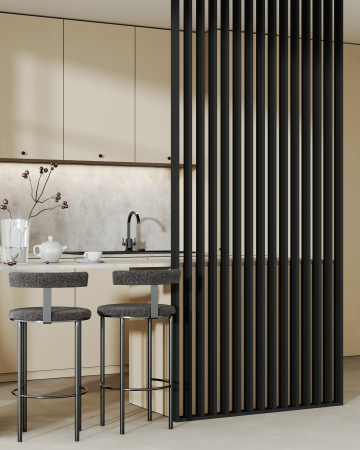 Riflaj perete despartitor MDF, LDA PREMIUM, Negru, 275x58 cm [3]