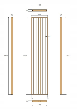 Riflaj perete despartitor MDF, LDA PREMIUM, Stejar Royal, 275x58 cm [1]