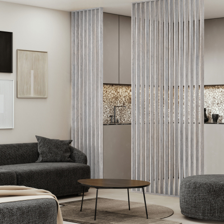 Riflaj perete despartitor MDF, LDA PREMIUM, Stejar Argintiu, 275x58 cm [2]