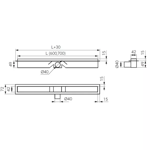 Rigola completa Fdesign Kleome, incastrata, 700 mm, Slim, mat, negru/auriu, FD7-403-70-55 [1]