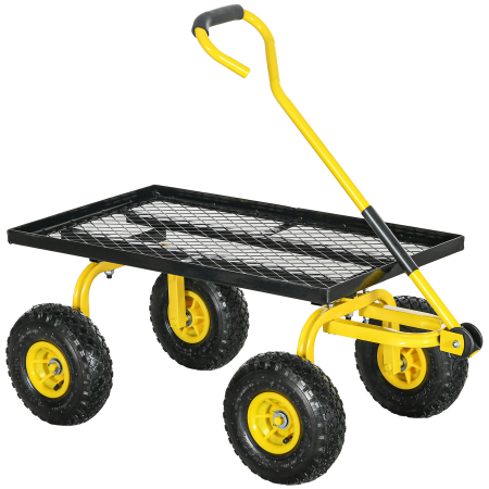 Gradina & balcon -  Roaba de Gradina cu Maner si 4 Roti Mari, Capacitate 150 kg, 94x48,5x100 cm, Verde