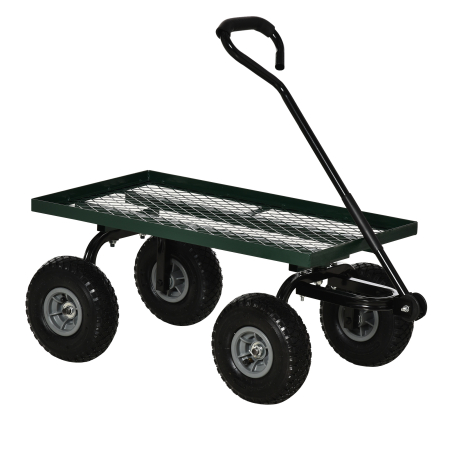 Gradina & balcon -  Roaba de Gradina cu Maner si 4 Roti Mari, Capacitate 150 kg, 94x48,5x100 cm, Verde