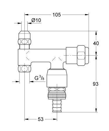 Robinet coltar Grohe 41033000, 105 mm, 133 mm, 1 nr iesiri, 3/8 diametru alimentare, 3/8 diametru iesire 1, Crom [1]