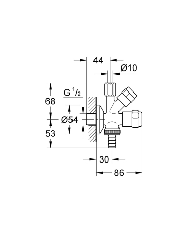 Robinet coltar Grohe 41073000, 86 mm, 131 mm, 2 nr iesiri, 1/2 diametru alimentare, 3/4 diametru iesire 1, Crom [2]