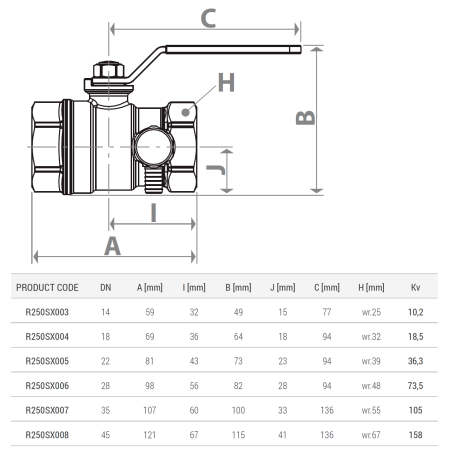 Robinet cu bila Giacomini R250SX008, cu golire, 2" filet interior, pentru instalatii incalzire/racire [1]