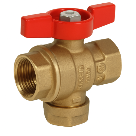 Obiecte si instalatii sanitare - Robinet cu bila Giacomini R701FY023, 1/2” filet interior x 1/2” filet interior, cu filtru integrat, alama, maner tip fluture rosu