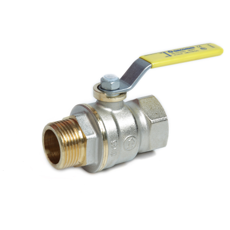 Obiecte si instalatii sanitare - Robinet cu bila Giacomini R734LGAX004, 3/4” filet interior-exterior, alama nichelata, maneta otel cu protectie PVC galben, gaz, PN 5 bar