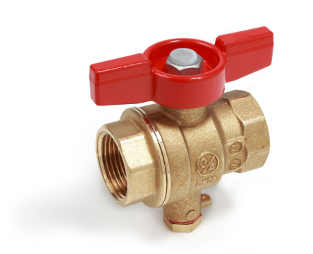 Obiecte si instalatii sanitare - Robinet cu bila Giacomini R851TY105, trecere totala, portsonda M10x1, racord 1” , filet interior, maner tip T rosu, alama