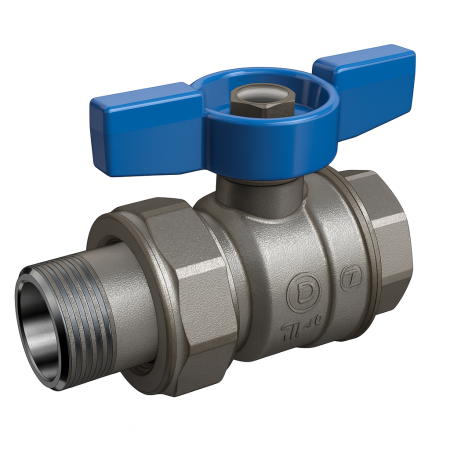 Obiecte si instalatii sanitare - Robinet cu bila Giacomini R859X345, 3/4” filet interior x 3/4” filet exterior, maner T albastru, apa, alama cromata