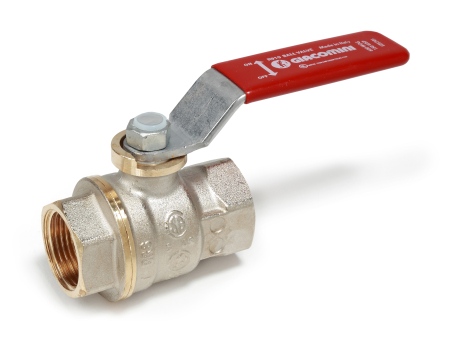 Obiecte si instalatii sanitare - Robinet cu bila Giacomini R910X026 DADO, filet interior-interior, diametru 1 1/4”, alama nichelata, trecere totala, maner metalic rosu