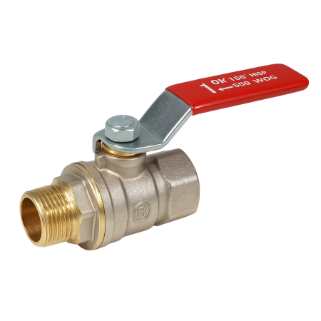 Obiecte si instalatii sanitare - Robinet cu bila Giacomini R914LX028 DADO, filet interior-exterior, diametru 2”, alama nichelata, trecere totala, maner metalic rosu