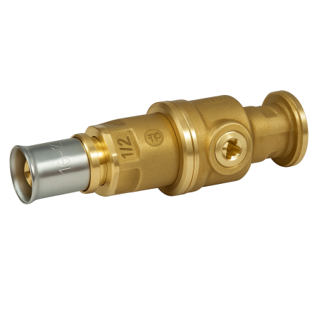 Fitinguri - Robinet cu bila semiolandez Giacomini RM252Y003, 1" x (16x2), cu racorduri prin presare, alama