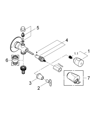 Robinet de exterior Grohe 41212000, 224 mm, 90 mm, 1 nr iesiri, 1/2 diametru alimentare, 1/2 diametru iesire 1, Crom [2]