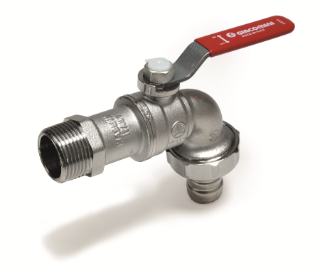 Robineti de trecere - Robinet de gradina Giacomini R621X014, 3/4" x racord furtun Ø20 mm, maner parghie rosie, alama cromata