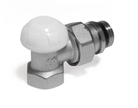 Robineti si accesorii calorifere - Robinet de retur unghiular Giacomini R14X035, pentru radiator, filet interior-exterior 1”, presiune maxima 16 bar, alama cromata