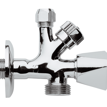 Instalatii sanitare - Robinet de trecere Remer Rubinetterie 121T, 1/2", alama cromata, montaj aparent, maner rotativ, finisaj crom lucios