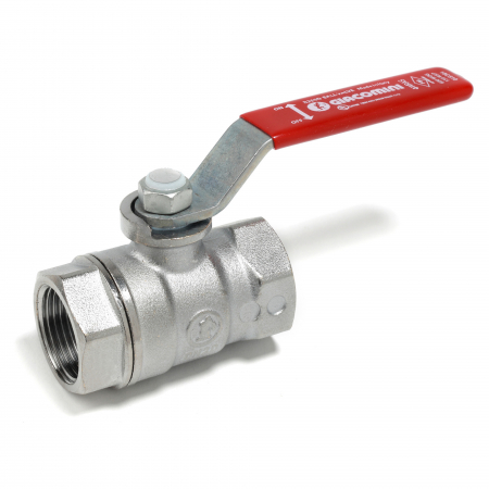 Obiecte si instalatii sanitare - Robinet sferic Giacomini R250X010, 3", filet interior, maneta otel cu PVC rosu, PN28 bar, alama cromata