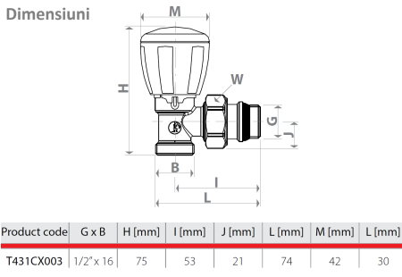Robinet unghiular micrometric Giacomini T431C, 1/2” x 16, crom lucios, cu optiune termostatica, pentru portprosop [2]