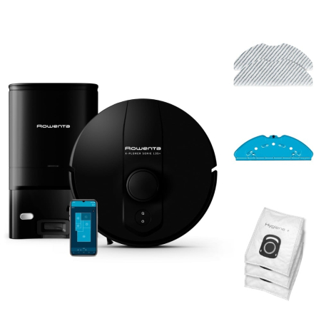 Accesorii aspiratoare - Robot de aspirare Rowenta X-Plorer Serie S135+ RR91D5WH, 5000Pa, 120 min autonomie, 2 senzori, scanare 360°, detectare obstacole, harta permanenta, recipient praf 4.5L, recipient apa 280ml, statie inc