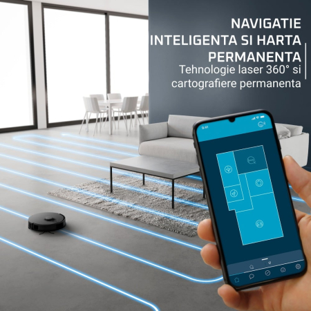Robot de aspirare Rowenta X-Plorer Serie S135+ RR91D5WH, 5000Pa, 120 min autonomie, 2 senzori, scanare 360°, detectare obstacole, harta permanenta, recipient praf 4.5L, recipient apa 280ml, statie inc [3]