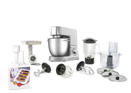 Electrocasnice - Robot de bucatarie planetar Masterchef Grande TEFAL QB813D38, 1500 W, 8 viteze, bol 6.7 l, 6 accesorii, argintiu