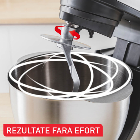 Robot de bucatarie Tefal Bake Essential QB161H38, 800W, capacitate vas 4.8 L, 3 functii - tel, accesoriu incorporare, carlig aluaturi grele, 6 tre [2]