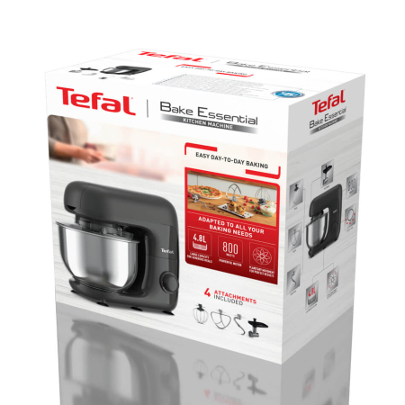 Robot de bucatarie Tefal Bake Essential QB161H38, 800W, capacitate vas 4.8 L, 3 functii - tel, accesoriu incorporare, carlig aluaturi grele, 6 tre [11]
