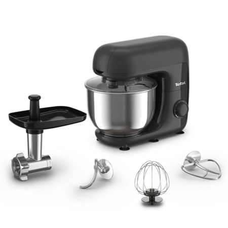 Bucatarie - Robot de bucatarie Tefal Bake Essential QB161H38, 800W, capacitate vas 4.8 L, 3 functii - tel, accesoriu incorporare, carlig aluaturi grele, 6 tre