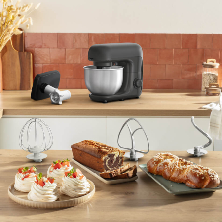 Robot de bucatarie Tefal Bake Essential QB161H38, 800W, capacitate vas 4.8 L, 3 functii - tel, accesoriu incorporare, carlig aluaturi grele, 6 tre [7]