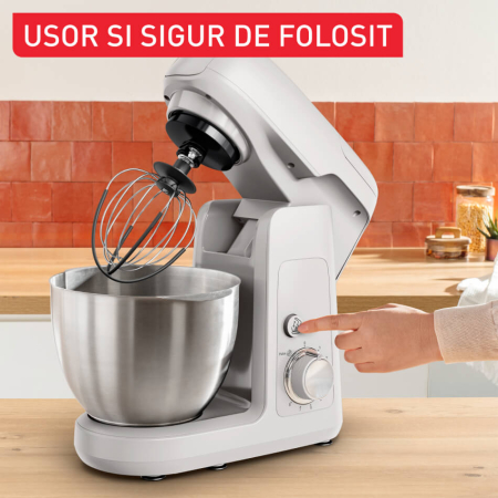Robot de bucatarie Tefal Bake Partner QB525B38, 1100W,  4.6L, 8 trepte de viteza, functie Pulse, rasnita, tocator carne, tel, carlig aluatur [3]