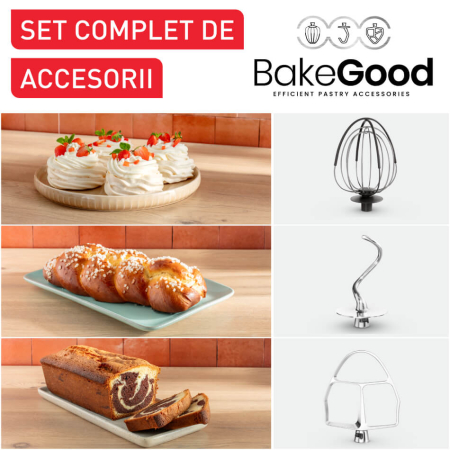 Robot de bucatarie Tefal Bake Partner QB525B38, 1100W,  4.6L, 8 trepte de viteza, functie Pulse, rasnita, tocator carne, tel, carlig aluatur [6]