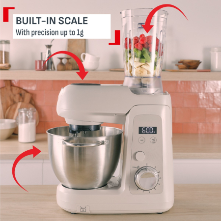 Robot de bucatarie Tefal Bake Partner+ QB540BF0, 1100 W, 4.6 L, 8 trepte de viteza, cantar incorporat, functie Pulse, functie Smart Bake Detect, tel,  [2]