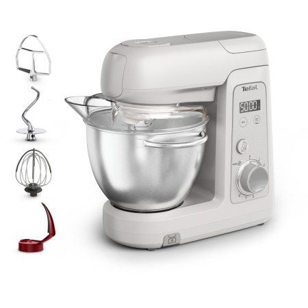 Bucatarie - Robot de bucatarie Tefal Bake Partner+ QB540BF0, 1100 W, 4.6 L, 8 trepte de viteza, cantar incorporat, functie Pulse, functie Smart Bake Detect, tel, 