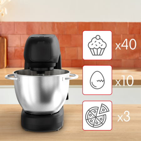 Robot de bucatarie Tefal Bake Partner+ QB5458F0, 1100 W, 4.6 L, cantar incorporat, functie Smart Bake Detect, accesorii complete, negru [11]