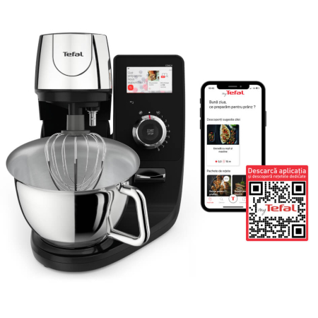 Bucatarie - Robot de bucatarie Tefal i-Coach Touch QB950D38, 1200W, 5.5L, ecran tactil, 10 trepte de viteza, 21 programe, negru