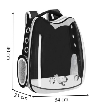 Rucsac transport animale hublou panoramic buzunare laterale, maxim 12 kg, design ergonomic, negru [16]