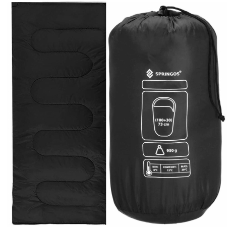 Sac de dormit, cu geanta de transport, 190x73cm, 10-25grade, culoare negru [17]