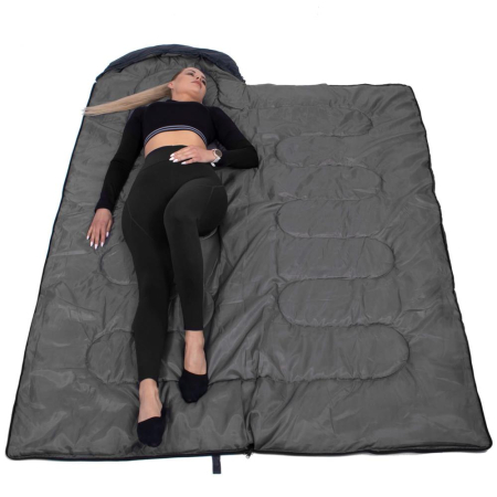 Sac de dormit tip mumie, cu geanta de transport, 210x73cm, 8-20grade, culoare gri [19]