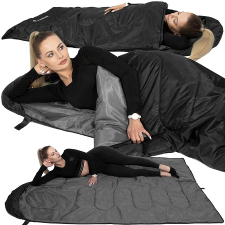 Sac de dormit tip mumie, cu geanta de transport, 210x73cm, 8-20grade, culoare negru [5]