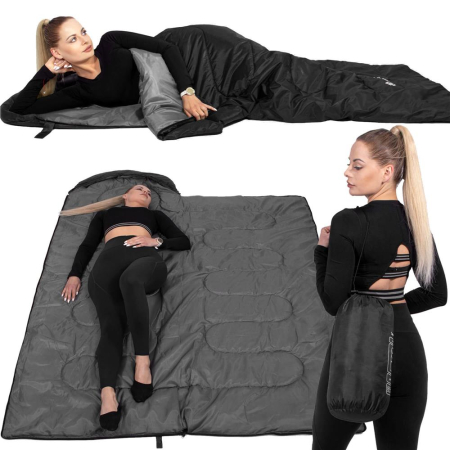 Sac de dormit tip mumie, cu geanta de transport, 210x73cm, 8-20grade, culoare negru [4]