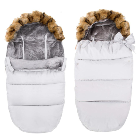 Sac iarna bebelusi carucior universal impermeabil fleece, 90x45 cm, protectie vant, gri [7]