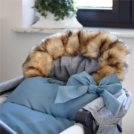Sac iarna bebelusi carucior universal impermeabil fleece, 90x45 cm, protectie vant, gri inchis [12]