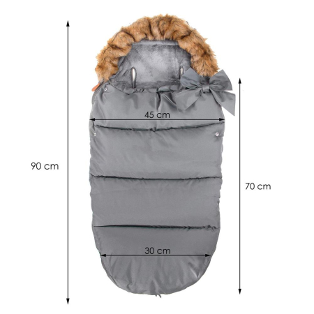 Sac iarna bebelusi carucior universal impermeabil fleece, 90x45 cm, protectie vant, gri inchis [1]