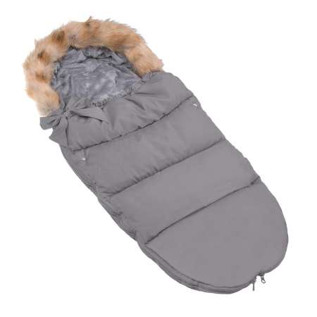 Sac iarna bebelusi carucior universal impermeabil fleece, 90x45 cm, protectie vant, gri inchis [7]