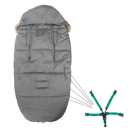 Sac iarna bebelusi carucior universal impermeabil fleece, 90x45 cm, protectie vant, gri inchis [3]