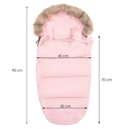 Sac iarna bebelusi carucior universal impermeabil fleece gluga, 90x45 cm, protectie vant, roz [9]